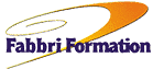 Logo Fabbri Formation avec un design abstrait incurvé jaune et orange, et le texte "Fabbri Formation" en violet.