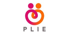 Logo PLIE : Figures Humaines, Cœur, Communauté Logo PLIE stylisé avec deux figures humaines entrelacées formant un cœur en dégradé rose et orange, texte gris clair en bas.